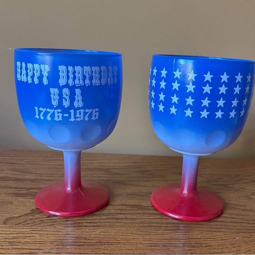 Bartlett Collin’s Pair of Patriotic Goblets American Bicentennial